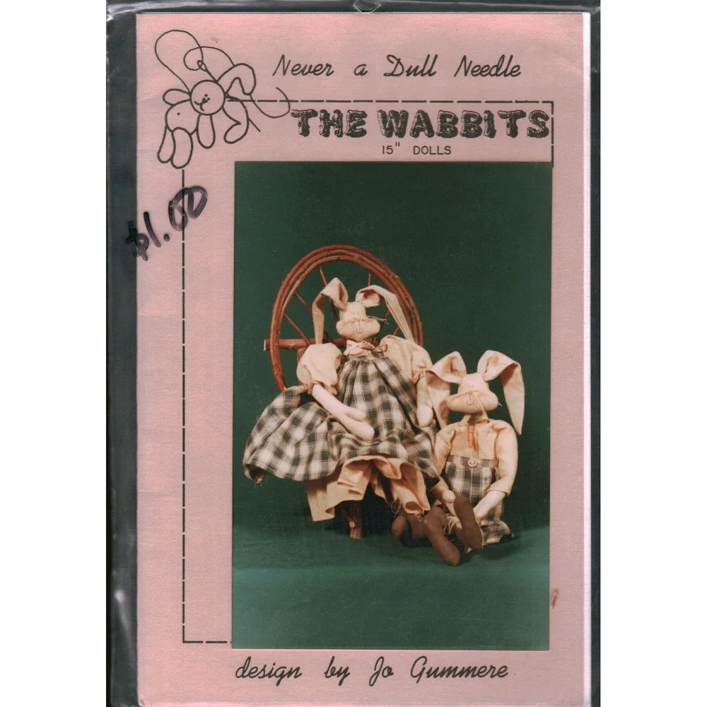 Never a Dull Needle The Wabbits 15 Inch Doll Sewing Pattern Jo Gummere Vintage